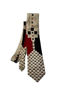 PIERRE PACHA ITALY Silk Geometric Pattern Tie Vintage